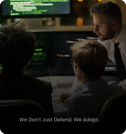 CyberBlade analysts reviewing live threat data across a bank of monitors